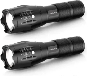 Military Grade Tactical LED High Lumens 5 Light Mode Flashlight Torch,2-Pack