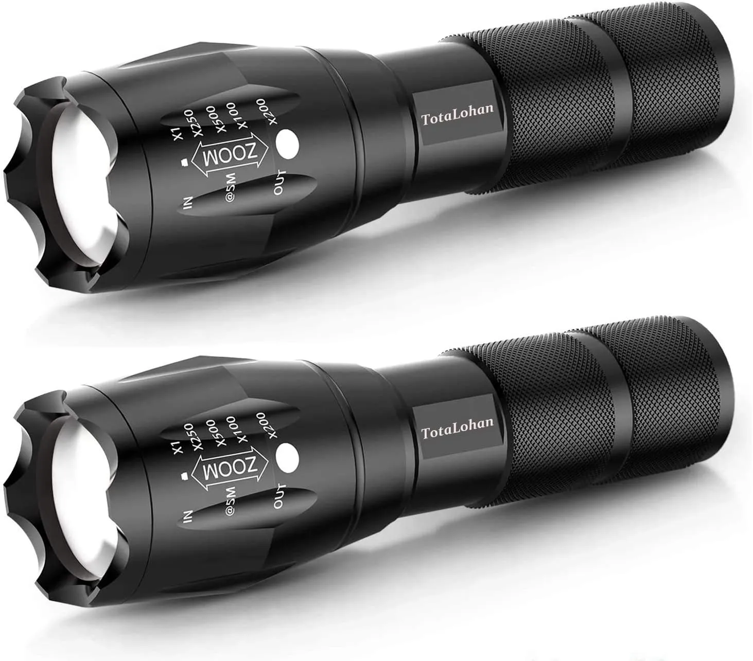 Military Grade Tactical LED High Lumens 5 Light Mode Flashlight Torch,2-Pack