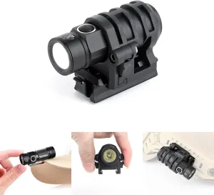 Military Helmet Light, Mini Clampable Tactical Flashlight with Strobe/Strong/Low Lamp, Compact Helmet Mounted LED with Fast Helmet Clip Rail, 400 Lumens Light for Outdoor Cycling Hiking