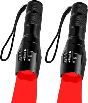 Military Red Light Flashlight Single Mode Tactical red Torch for Night Hunting Astronomy Aviation Observation, 2 Pack