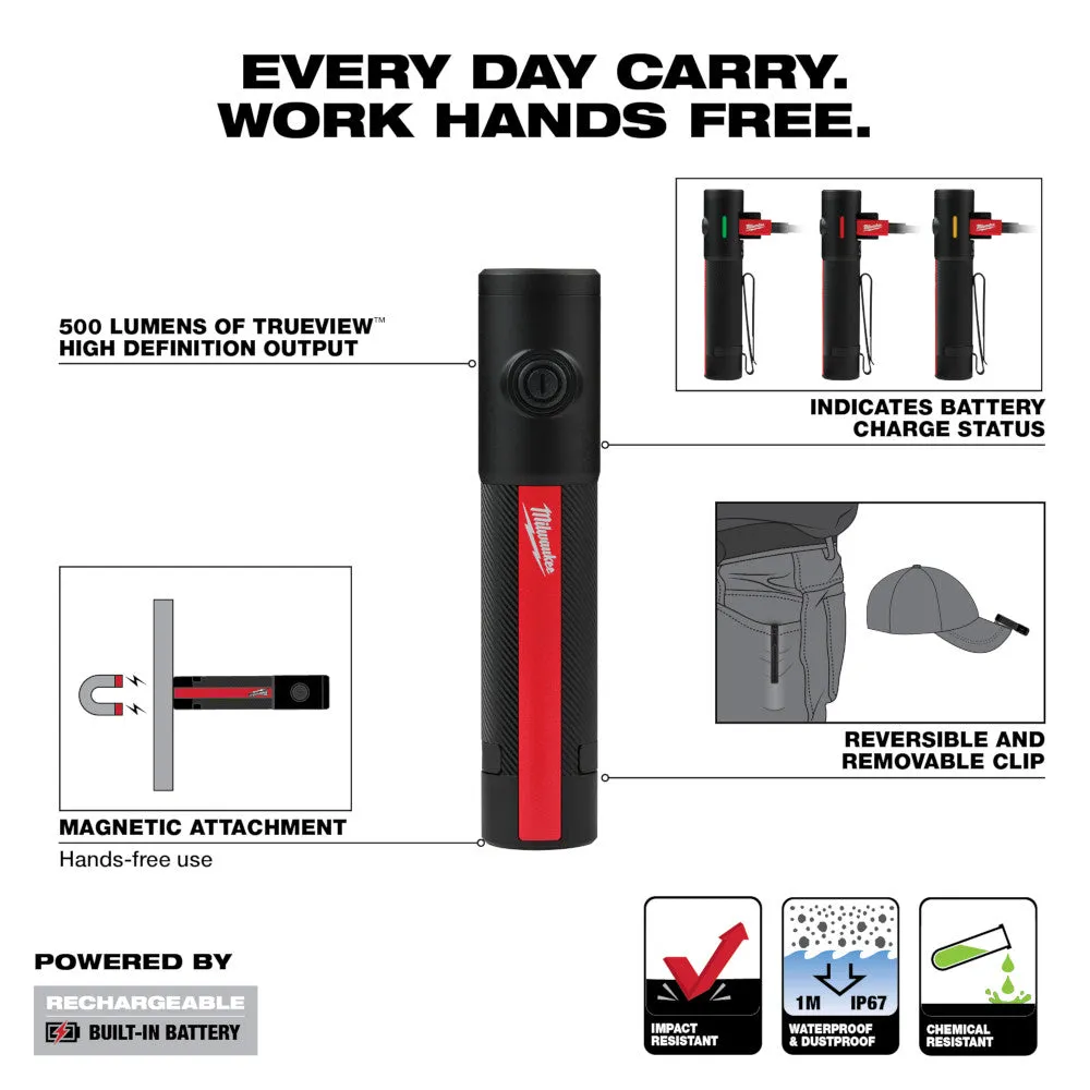 Milwaukee 2011R Rechargeable 500L Everyday Carry Flashlight w/ Magnet