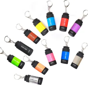 Mini Flashlight Keychain Rechargeable, Colorful Small LED Flashlight Torches for Kids/Adult Hiking Camping,Waterproof Pocket Flashlight for Kids for Backpack,(12 Pack)