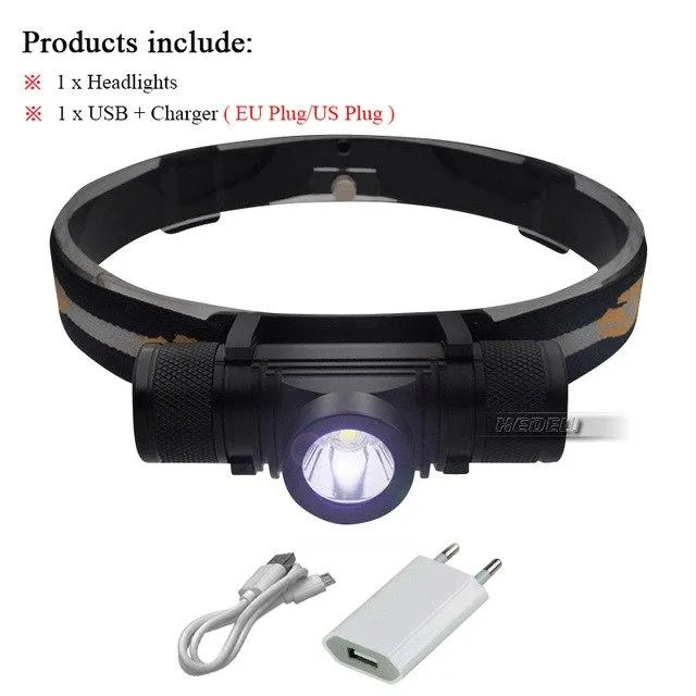 mini Headlamp led L2 Headlight USB rechargeable Head Torch waterproof Head Flashlight Head light 18650 battery camping Light