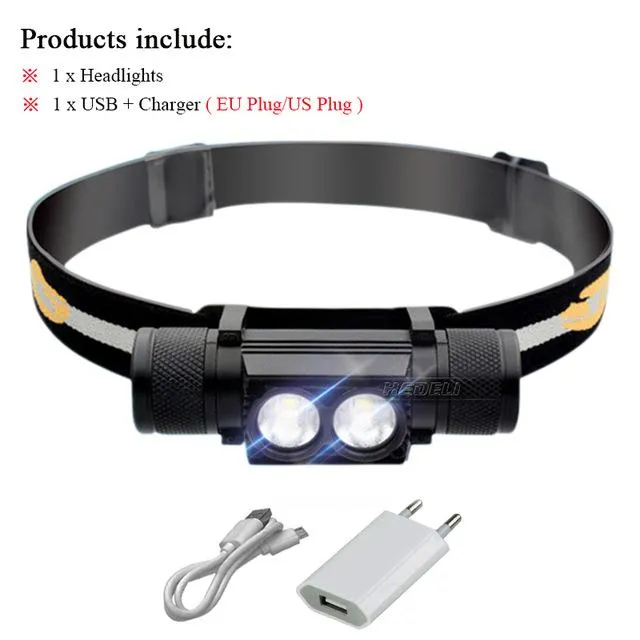mini Headlamp led L2 Headlight USB rechargeable Head Torch waterproof Head Flashlight Head light 18650 battery camping Light