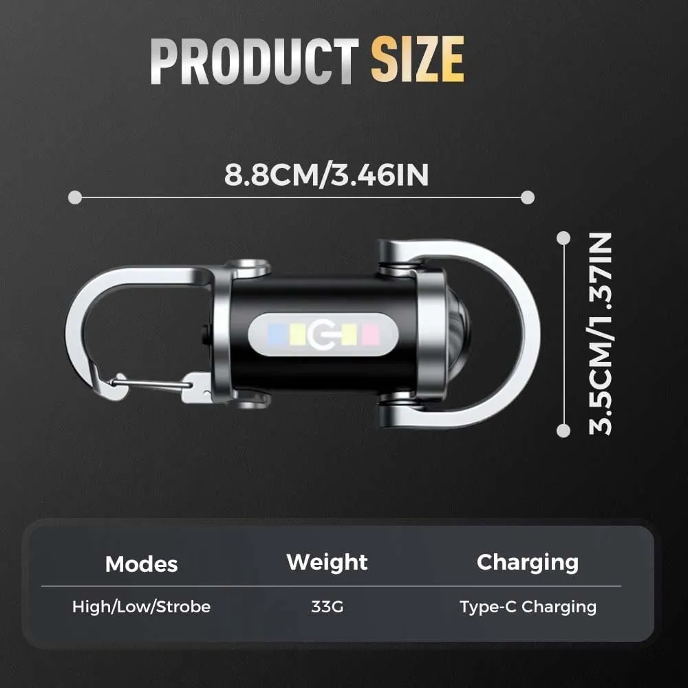 Mini Keychain Flashlight, USB Rechargeable Portable Flashlights Key Chain Light, Waterproof Small Keychain Light Tiny Flashlight for Outdoor (Black_3PCS)