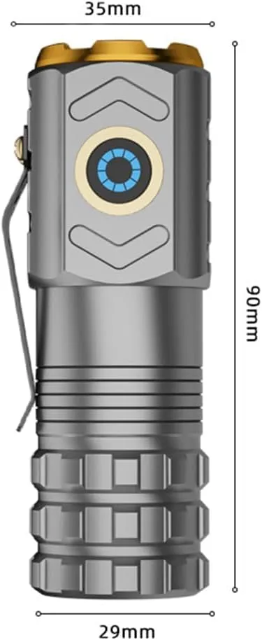 Mini LED Flashlights -Super Bright Samll LED Magnetic Flashlight with Clip, USB C Rechargeable,5 Light Modes,Long Beam Pocket Flashlight for Hiking, Camping,EDC Carry, Small, Silver S500