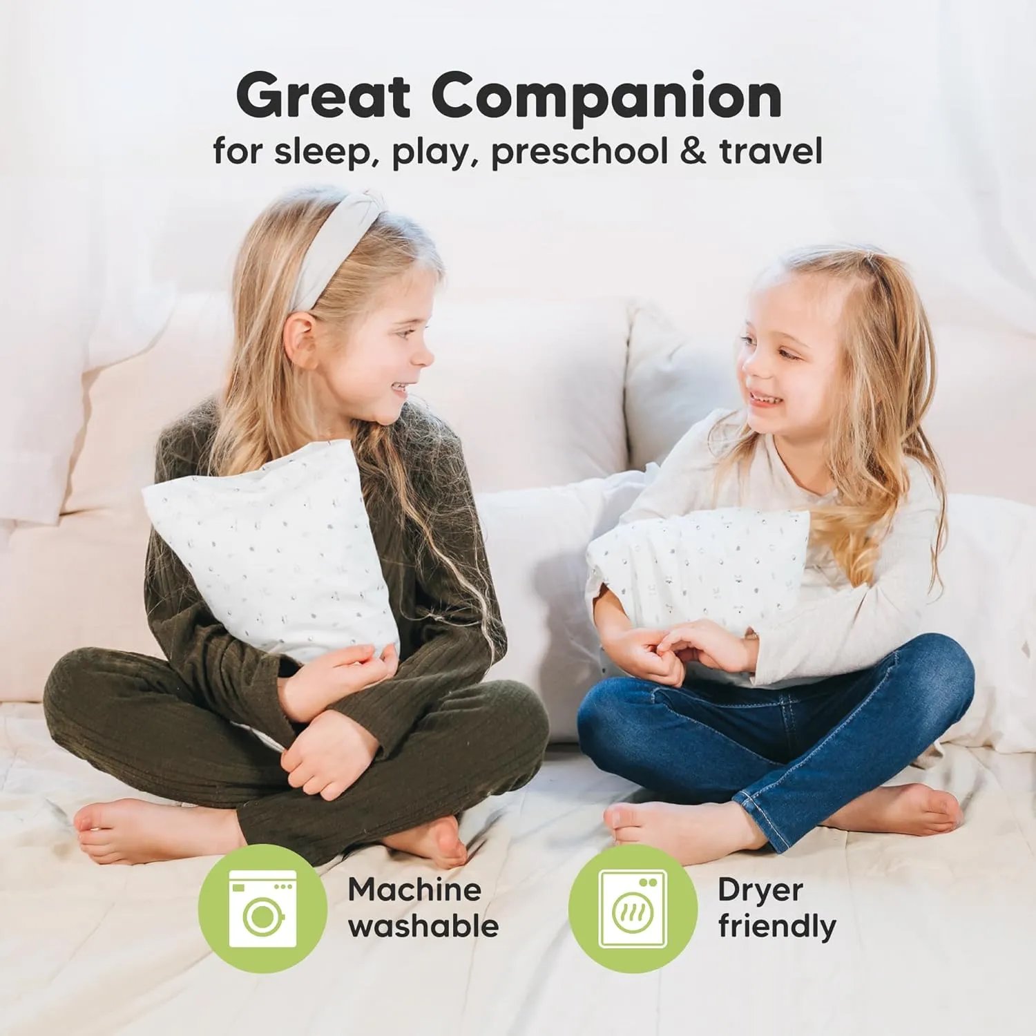Mini Toddler Pillow with Pillowcase - 9x13 My Little Dreamy Travel Kids Pillow for Sleeping, Toddler Bed, Small, Tiny, Organic Cotton Pillowcase, Soft & Breathable, Kids 2-4 Years Old (Construction)