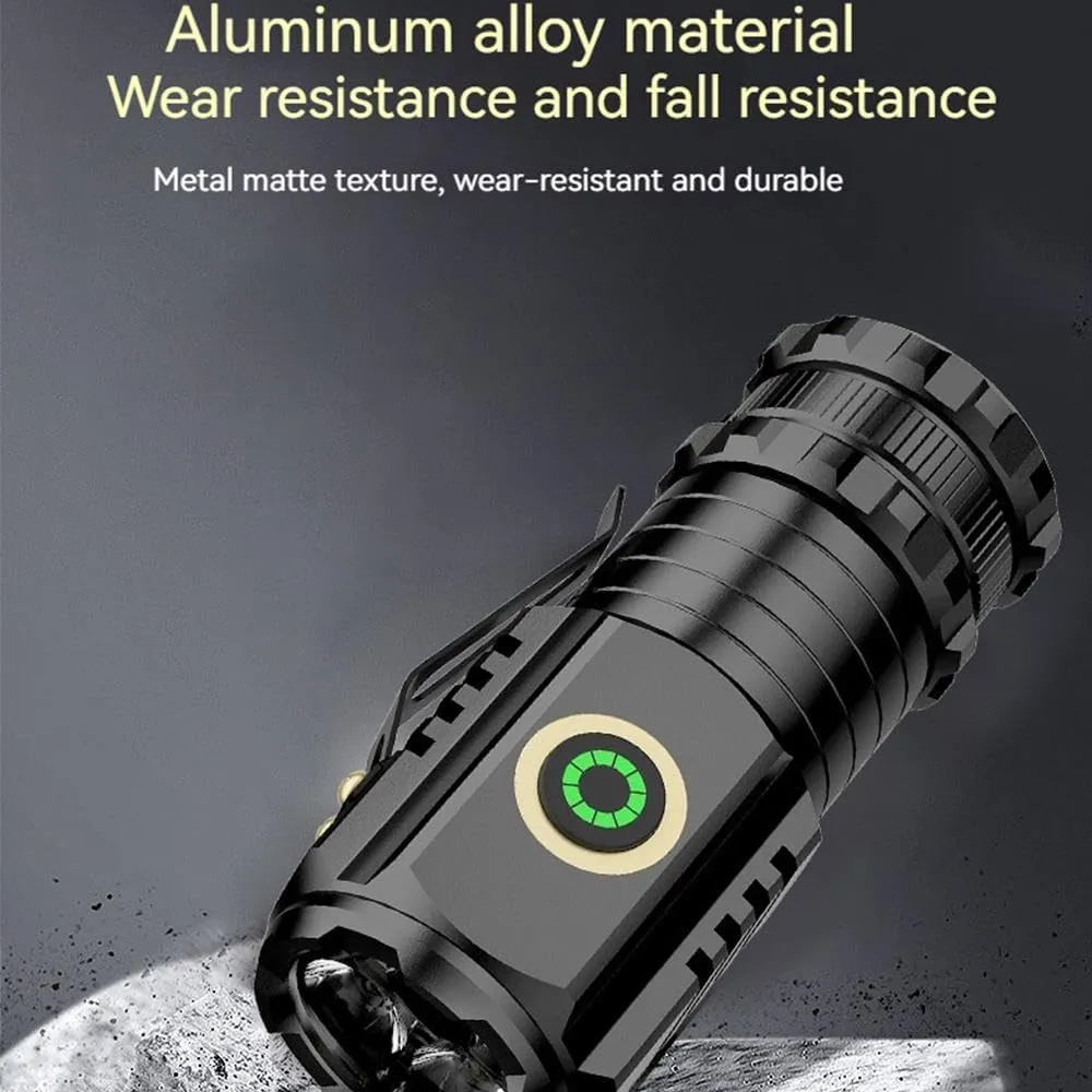 Mini USB C Rechargeable Magnetic Flashlight with Clip - 2000 Lumens with 5 Light Modes, Small Flashlight for EDC, Camping, Hiking and Emergency