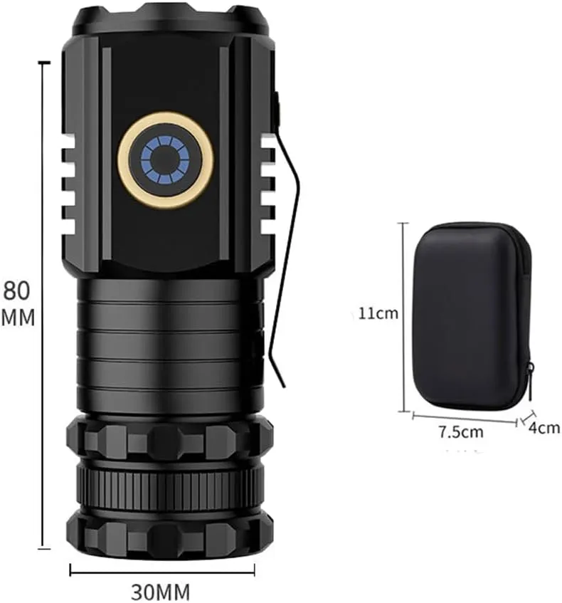 Mini USB C Rechargeable Magnetic Flashlight with Clip - 2000 Lumens with 5 Light Modes, Small Flashlight for EDC, Camping, Hiking and Emergency