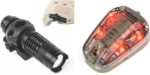 Mini Zoomable Tactical Flashlight   Survival Signal Light 4 Modes with Red Light   White LED   IR Constant/Strobe