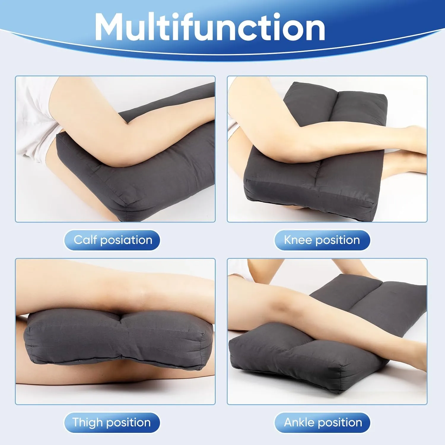 MINUPWELL Knee Pillow for Side Sleepers, 6" Leg Pillow for Side Sleeping, 100% Cotton Fabric Pillow for Between Knees While Sleeping - High Support Alternative for Relieving Leg, Back, and Knee Pain