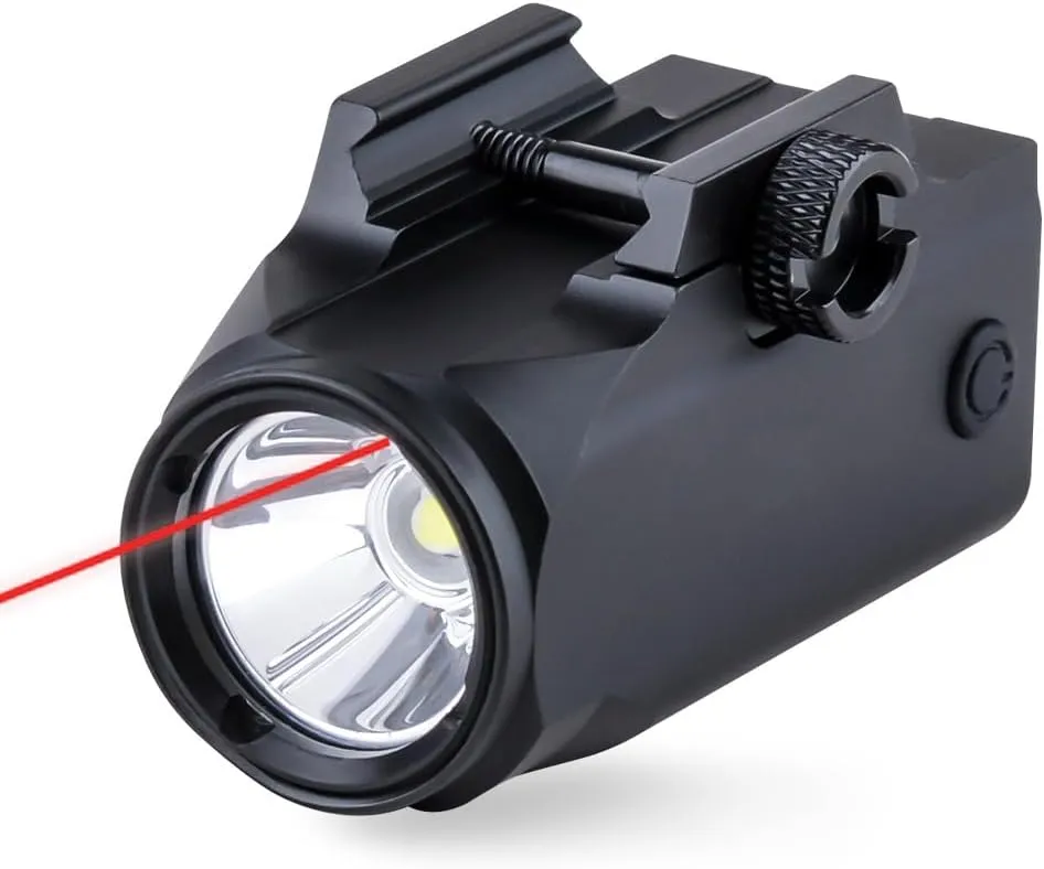 MLG-033 Red/Green Laser Light Flashlight Sight Combo (Rechargeable)，LED 600 Lumens Tactical Flashlight with Laser，Compact Rail Mount Tactical Flashlight Laser Beams，with Strobe Mode
