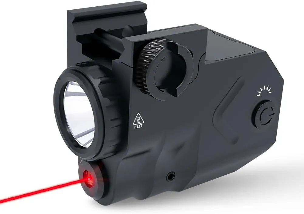 MLG-G035 Red/Green Laser Light Flashlight Sight Combo (Rechargeable)，LED 600 Lumens Tactical Flashlight with Laser，Compact Rail Mount Tactical Flashlight Laser Beams，with Strobe Mode