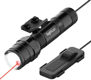 Mlok Flashlight Laser Combo for Rifle - 1250 Lumens Red Pistol Laser Light Combo for Long Gun,USB Rechargeable Tactical Weapon Flashlight with Remote Pressure Switch, 3 Modes, Black