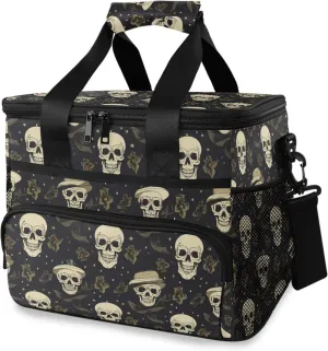 MNSRUU Cooler Bag Gothic Skull Cat Rose Soft Cooler Bag Insulated Lunch Totes Picnic Bag Beach Cooler Lunch Box Container with Adjustable Shoulder Strap