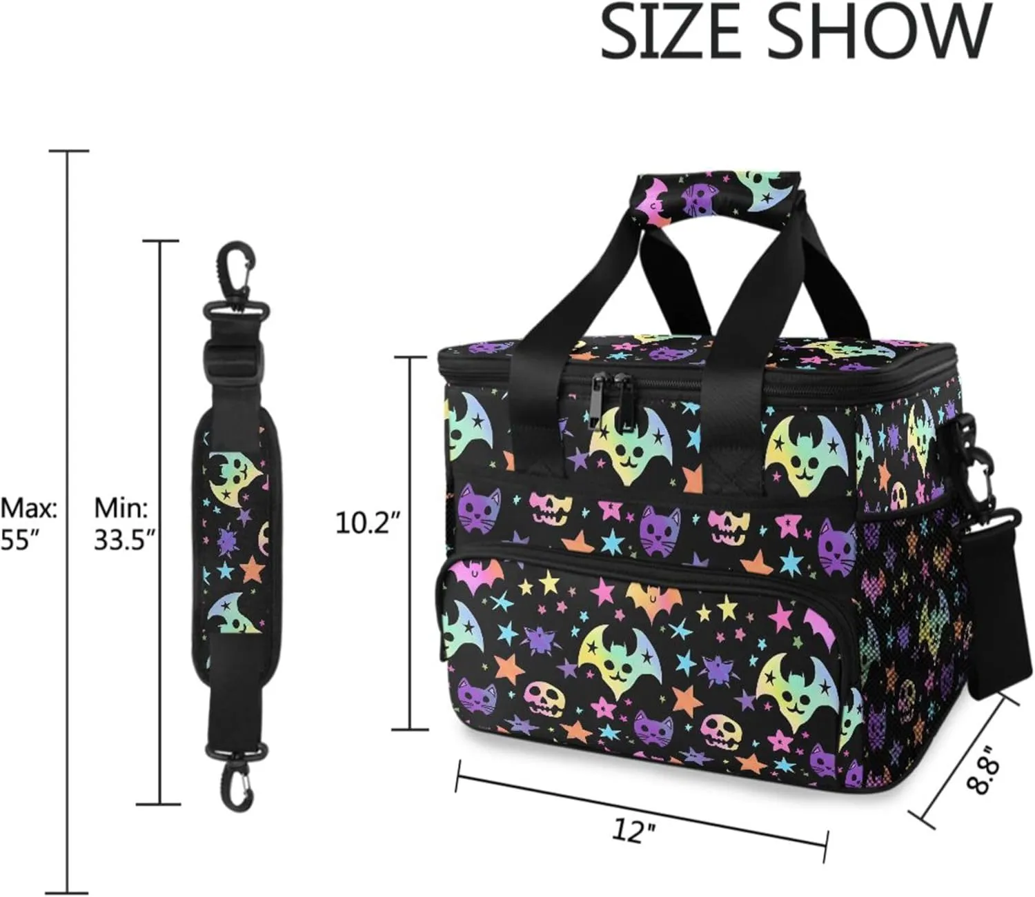 MNSRUU Cooler Bag Gothic Skull Rose Soft Cooler Bag Insulated Lunch Totes Picnic Bag Beach Cooler Lunch Box Container with Adjustable Shoulder Strap