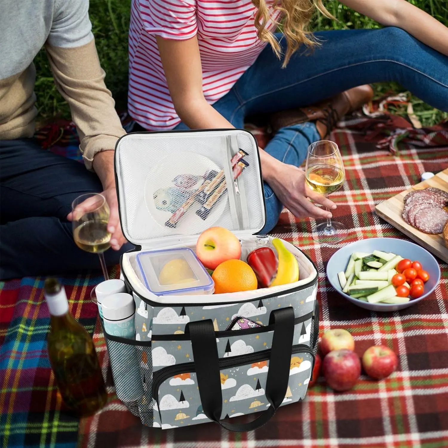 MNSRUU Cooler Bag Retro Ethnic Soft Cooler Bag Insulated Lunch Totes Picnic Bag Beach Cooler Lunch Box Container with Adjustable Shoulder Strap