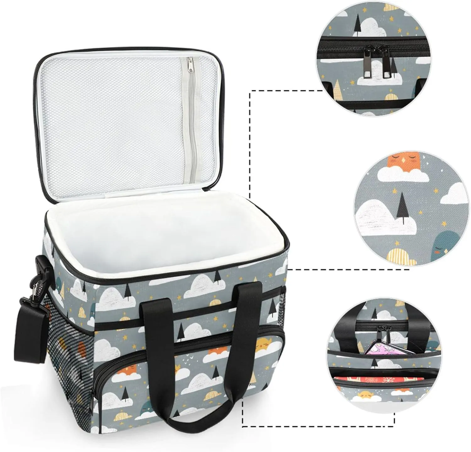 MNSRUU Cooler Bag Retro Ethnic Soft Cooler Bag Insulated Lunch Totes Picnic Bag Beach Cooler Lunch Box Container with Adjustable Shoulder Strap