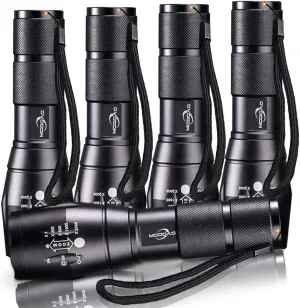 MODOAO 1500LM LED Flashlight Waterproof Zoomable Tactical Flashlight with 5 Light Modes for Hiking, Camping, Emergency (5 Pack-A)