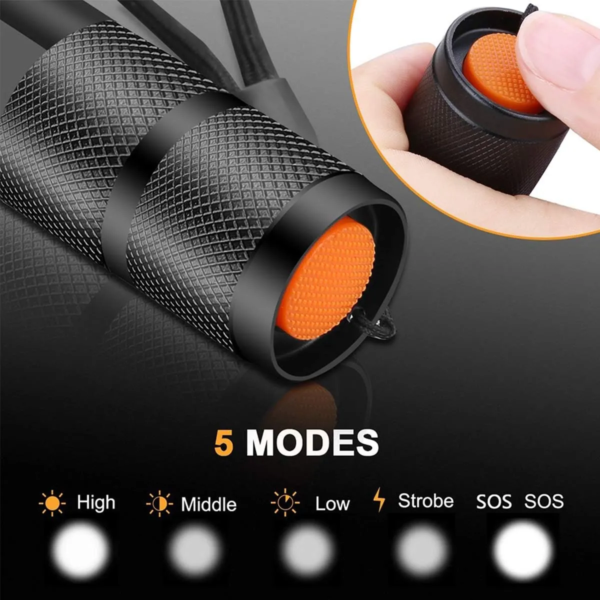 MODOAO 1500LM LED Flashlight Waterproof Zoomable Tactical Flashlight with 5 Light Modes for Hiking, Camping, Emergency (5 Pack-A)