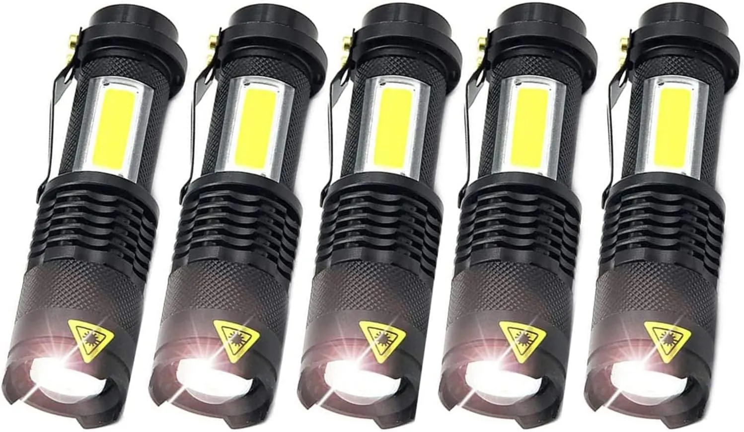 MODOAO COB LED Flashlights,Ultra Bright 4 Modes Mini Handheld Torch,Waterproof Pocket Lights for Emergency and Outdoor and Camping Use(5 Pack)