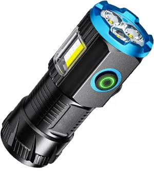 MODOAO Flashlight 3 LED Ultra Strong Light COB LED Flashlight USB Rechargeable Battery with Pen Clip and Tail Magnet for Hiking, Camping, Walking