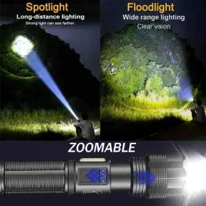 MODOAO LED Flashlight High Lumens - Flashlights for Camping, Hiking, Dog Walking - Powerful Emergency Flashlights with 6 Modes for Outdoor Use - Bright Flashlight with Zoomable Beam, 2 Pack