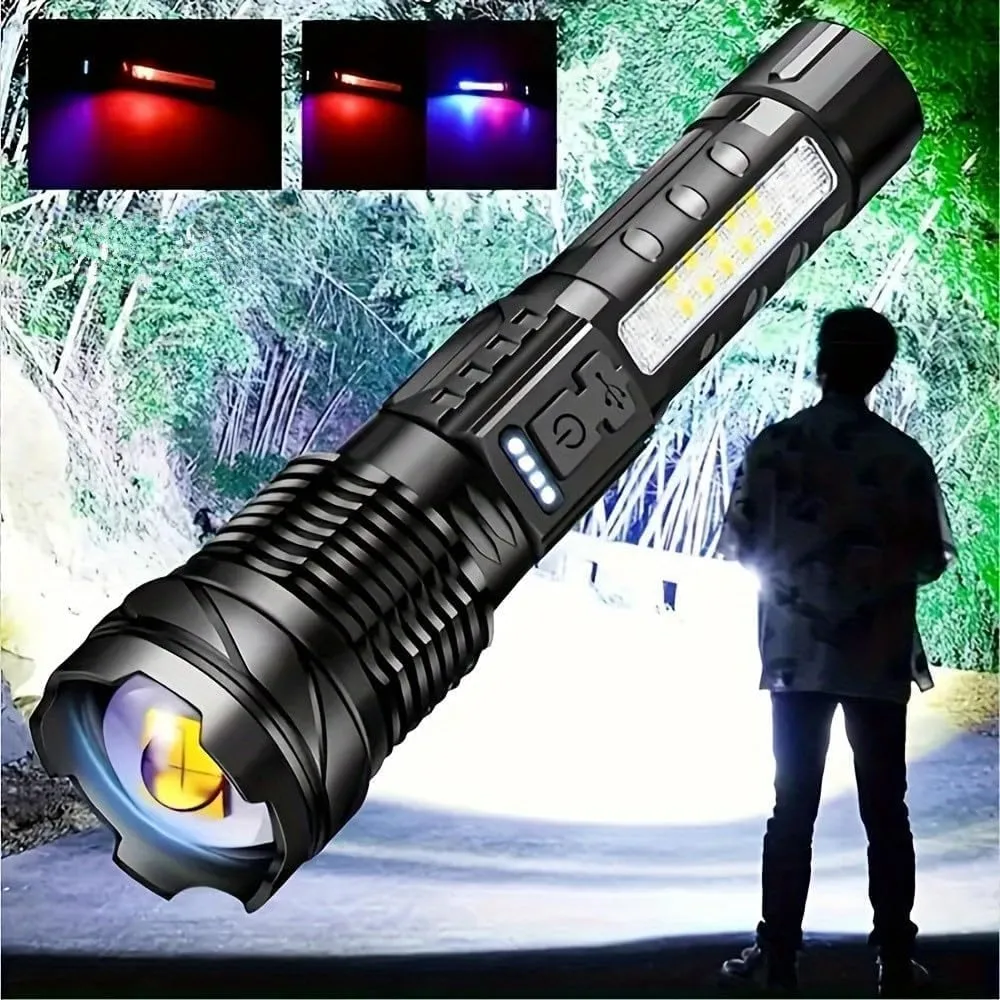 MODOAO LED Flashlight Rechargeable, Handheld Flashlights with 7 Modes & Zoomable, Powerful Emergency Flashlights Camping, Hiking,and Outdoor Use (5 Pack)