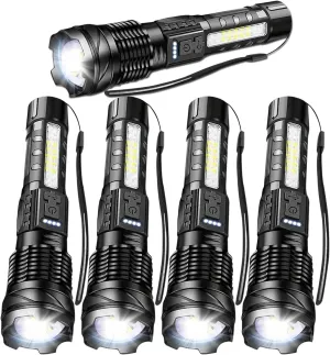 MODOAO LED Flashlight Rechargeable, Handheld Flashlights with 7 Modes & Zoomable, Powerful Emergency Flashlights Camping, Hiking,and Outdoor Use (5 Pack)