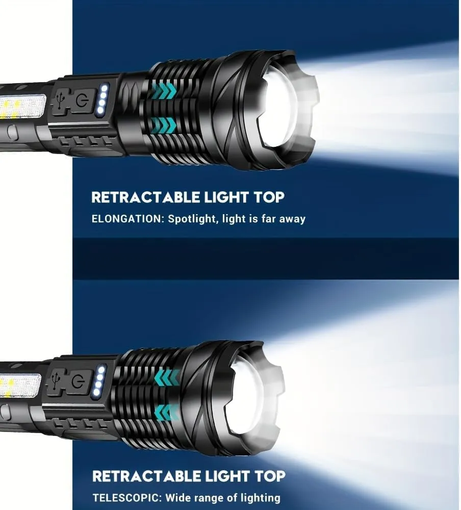 MODOAO LED Flashlight Rechargeable, Handheld Flashlights with 7 Modes & Zoomable, Powerful Emergency Flashlights Camping, Hiking,and Outdoor Use (5 Pack)