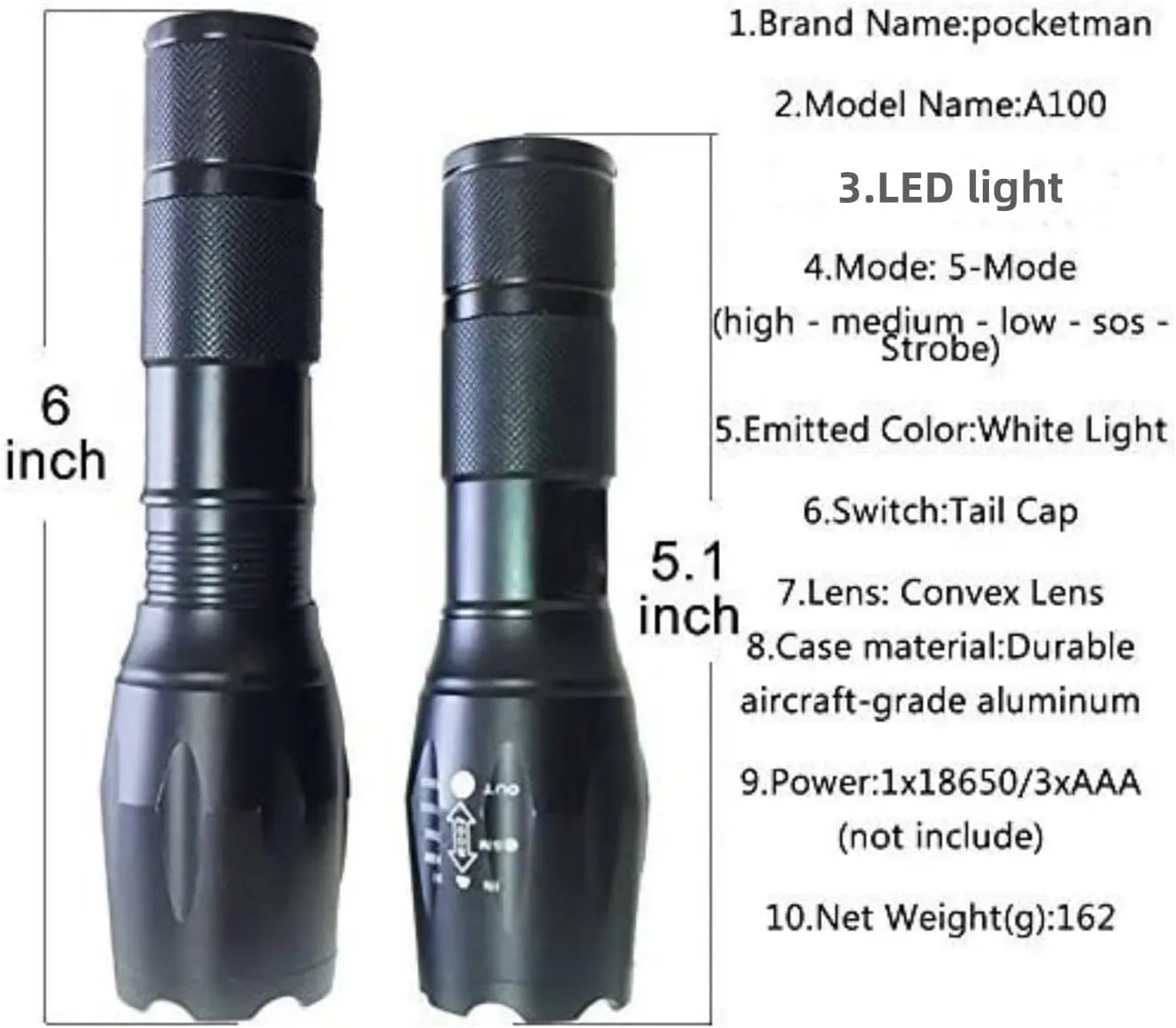 MODOAO LED Flashlights High Lumens 1500LM Waterproof Tactical Flashlight with 5 Light Modes for Hiking, Camping, Emergency Outdoor Use (5 Pack)