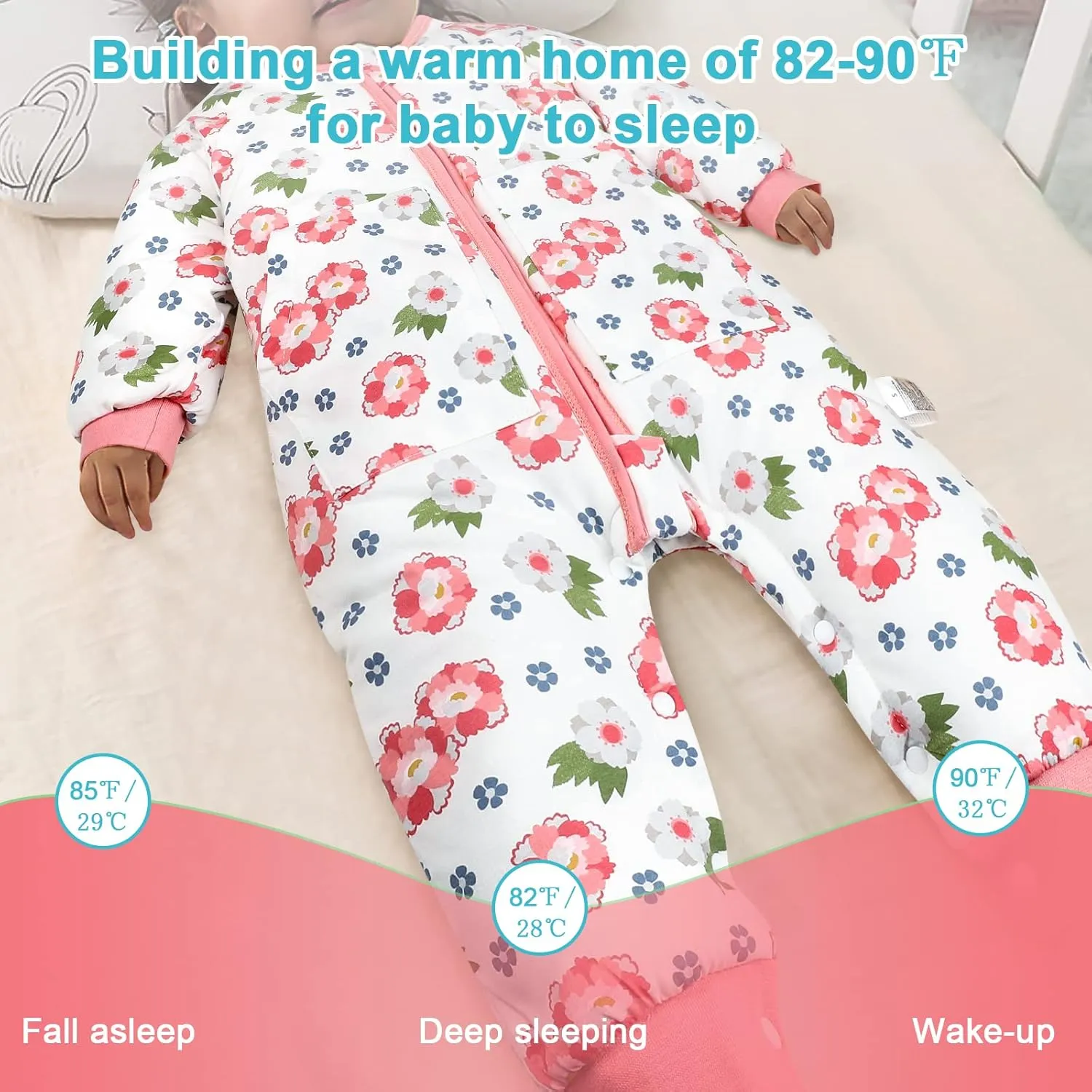 MOEMOE BABY Sleep Sack 0.5/2.5Tog Baby Sleeping Bag with Feet Legs Breathable Wearable Blanket Toddler Sleep Bag