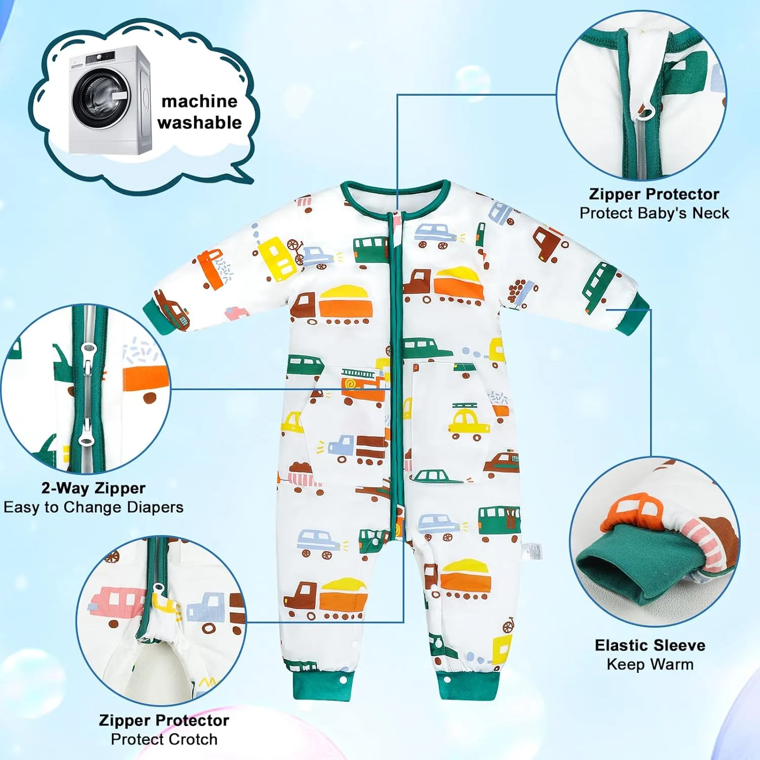 MOEMOE BABY Sleep Sack 0.5/2.5Tog Baby Sleeping Bag with Feet Legs Breathable Wearable Blanket Toddler Sleep Bag