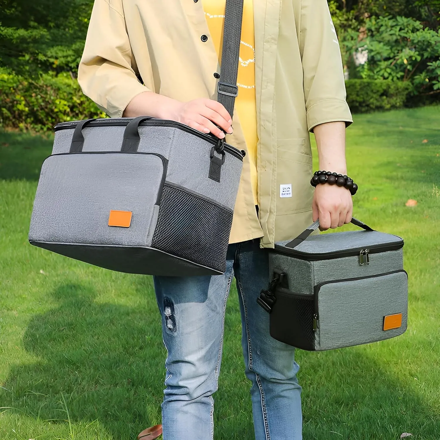 [Mokcoliy]【Lar Insulated Cooler Bag】 - 3-Layer Thermal ion, 12  Hours Retention, Suitable for Ouoor Activities - Lk-Proof, Portable, and Slish Design