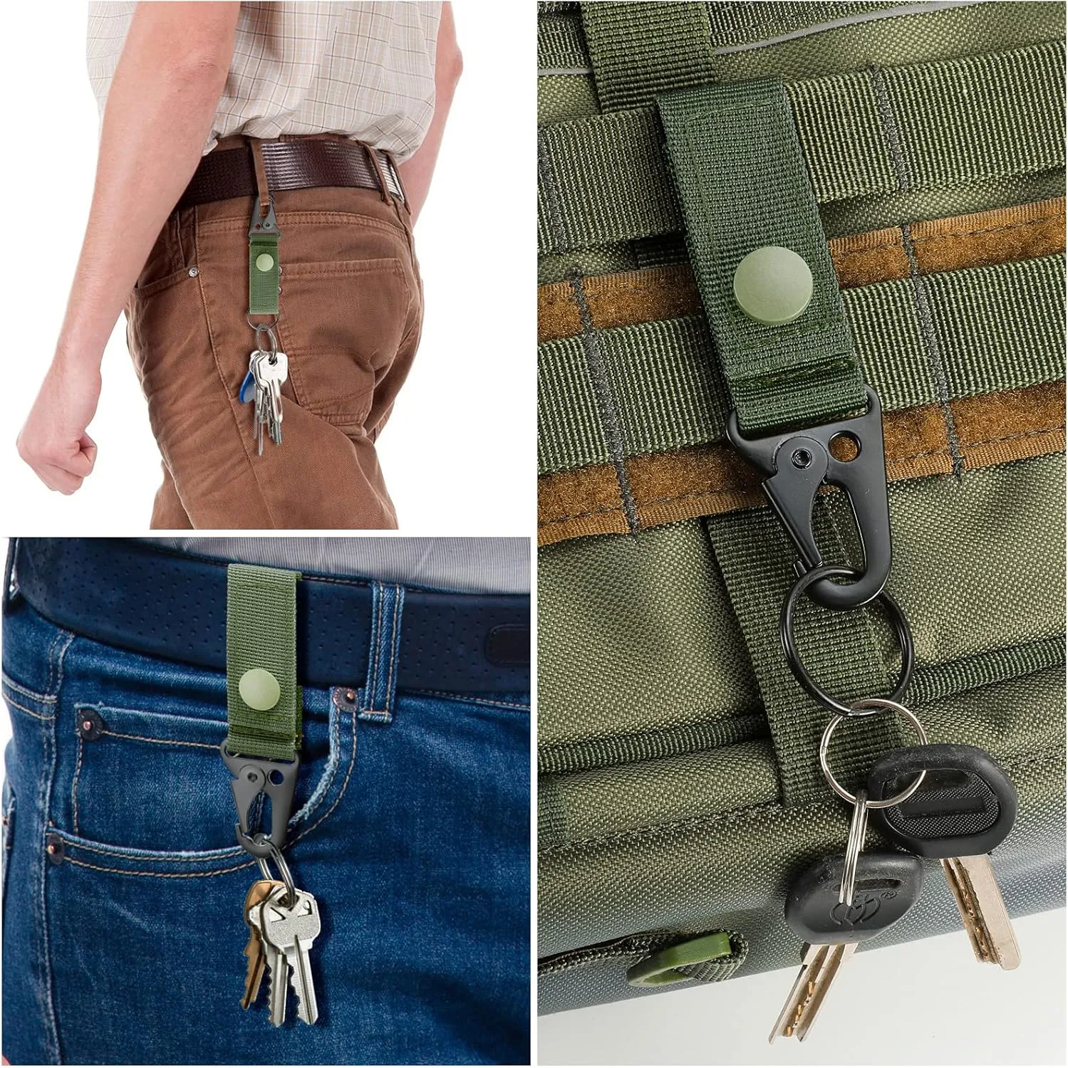 Molle Accessories Kit of 34 Attachments for Tactical Backpack Belt Vest D-Ring Locking Gear Clip for 1“ Webbing Strap