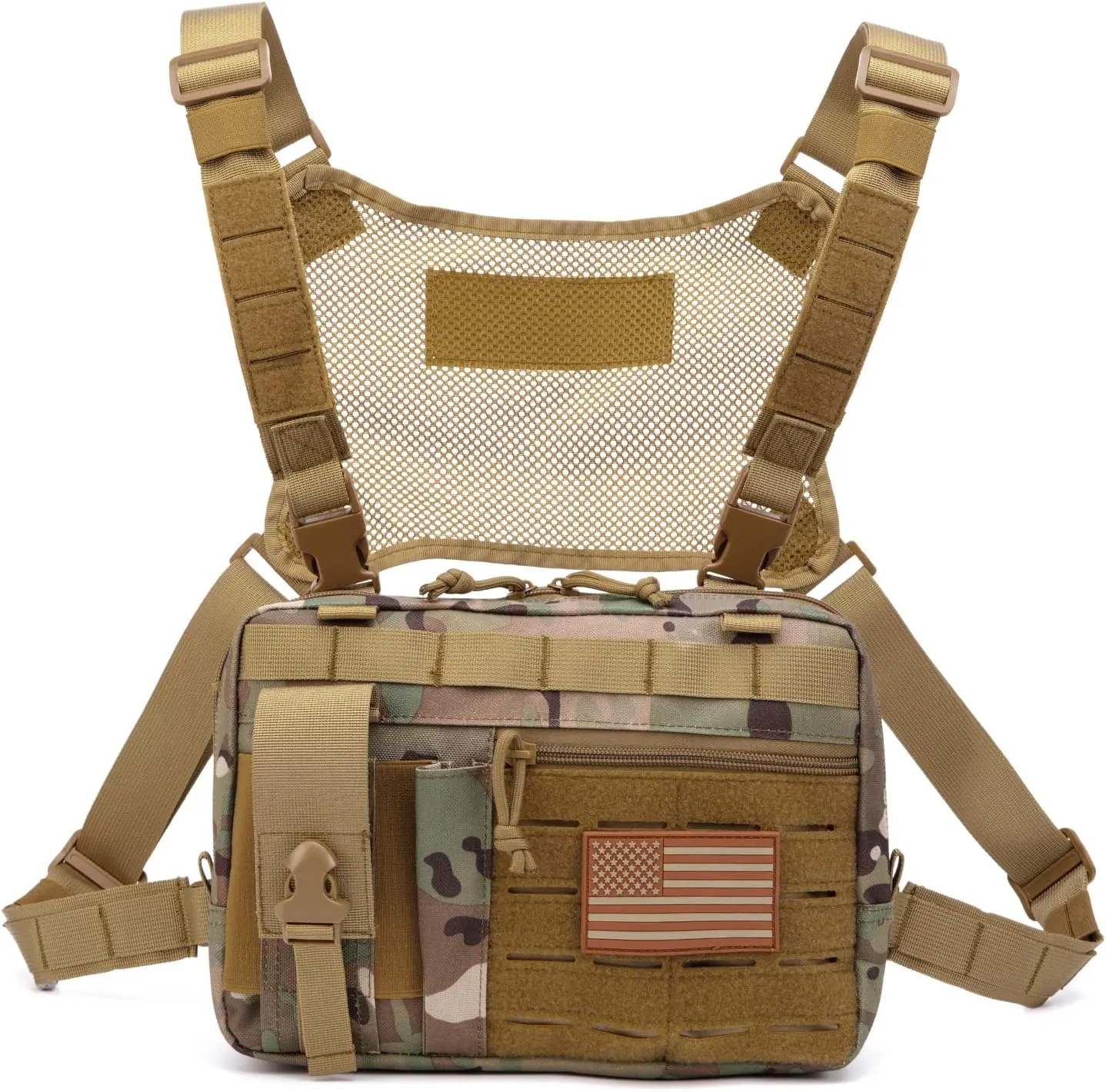 Molle Admin Pouch with Laser Cutting Loop,Car EDC EMT Molle Pouches, Large Capacity Tactical Pouch, EDC Pouch Organizer Include US Flag