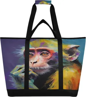 Monkey Reusable Insulated Cooler Bag with Ice Pack Compartment - Large 47L Waterproof Thermal Grocery Tote for Picnic Beach Camping Lunch Storage