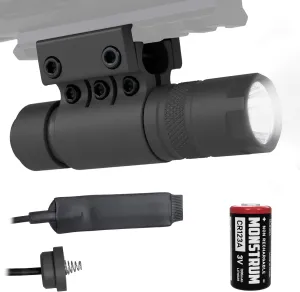 Monstrum Tactical 90 Lumens LED Flashlight with Rail Mount and Detachable Remote Pressure Switch