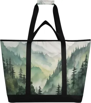 Mountain Reusable Insulated Cooler Bag with Ice Pack Compartment - Large 47L Waterproof Thermal Grocery Tote for Picnic Beach Camping Lunch Storage