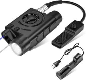 Multi-Function 1000 Lumens Tactical Flashlight and Blue/IR Laser Sight Combo, Weapon Light&Laser Sight Combo with 9-inch Remote Pressure Tapeswitch Compatible with M-Lok and Picatinny Rails