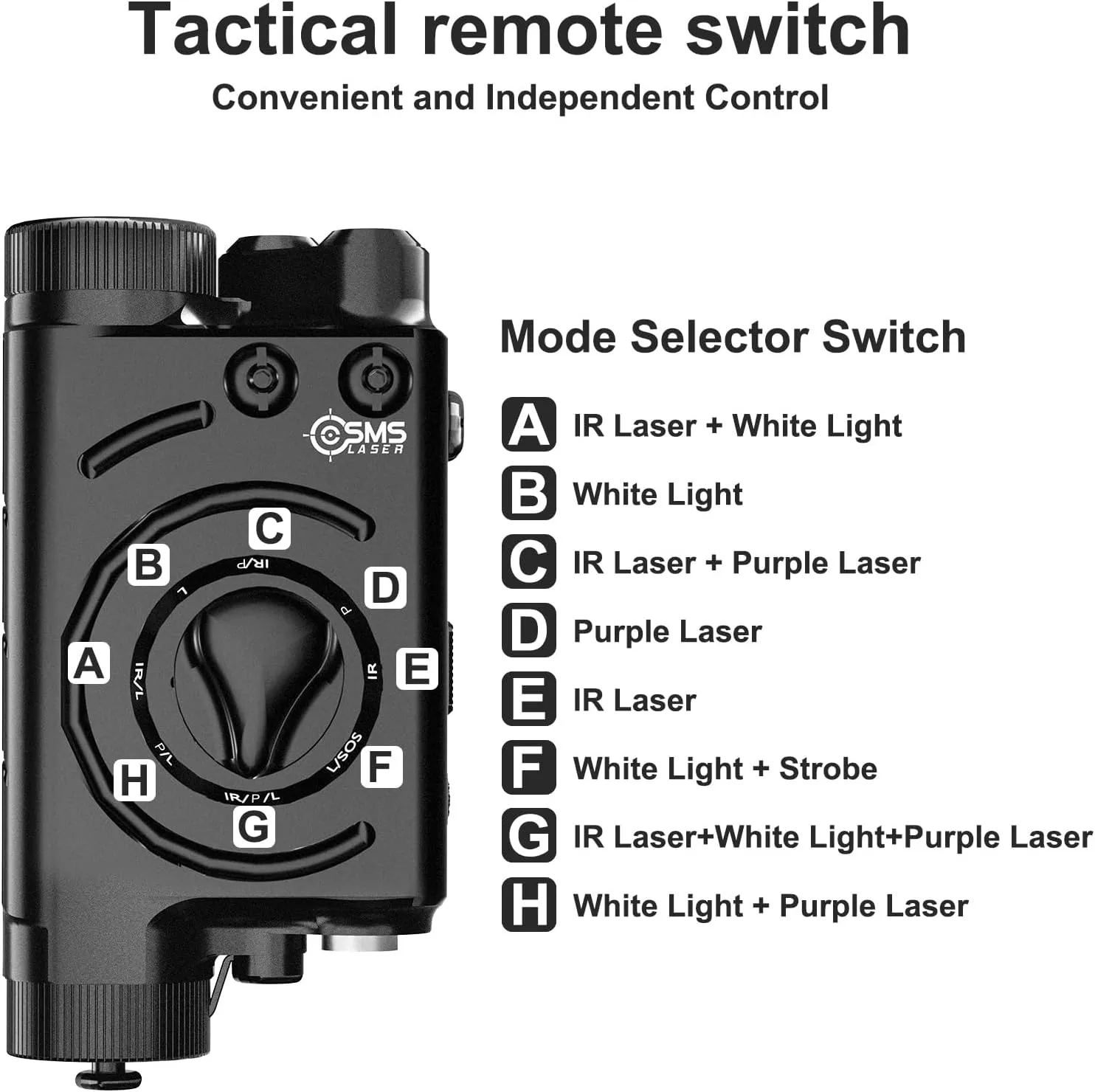 Multi-Function 1200 Lumens Weapon Light and Purple/IR Laser Sight Combo, Weapon Light&Laser Sight Combo with 9-inch Remote Pressure Tapeswitch Compatible with M-Lok and Picatinny Rails
