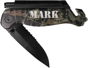 My Personal Memories Custom Engraved Survival Rescue Tactical Pocket Knife - Customized Personalized Groomsmen Knife Gifts (Camo)