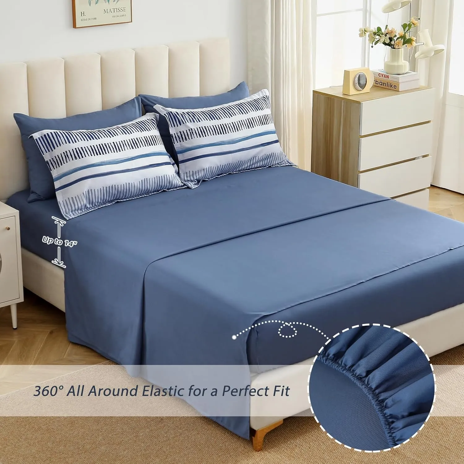 Mybedsoul 7 Pieces Comforter Set King Size Bed in a Bag Boho Bedding Set Soft Lightweight Microfiber Bohemian Bed Set with Pillowcases & Shams for All Season (King,104"x90")