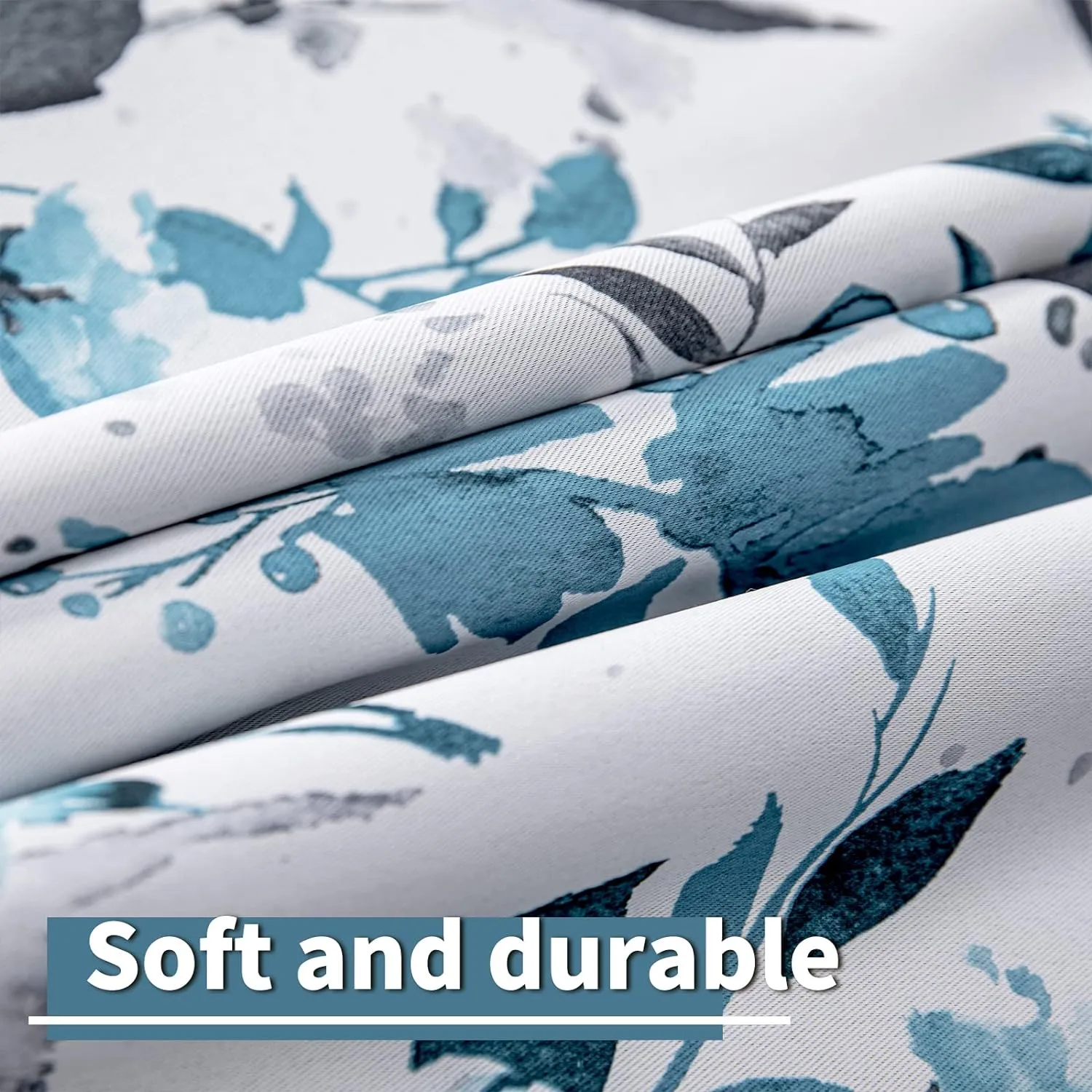 MYSKY HOME Living Room Curtains 84 inches Long Floral Blackout Curtains Room Darkening Thermal Insulated Panels Light Blocking Grommet Flower Drapes for Dining Room, 2 Panels, Turquoise