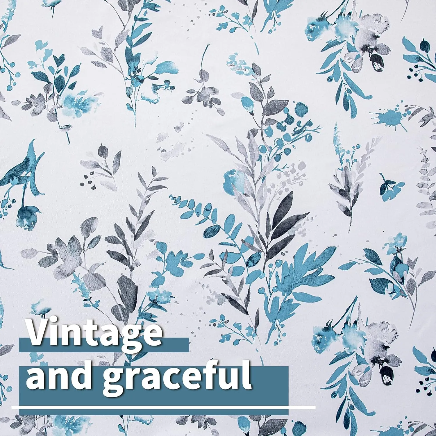 MYSKY HOME Living Room Curtains 84 inches Long Floral Blackout Curtains Room Darkening Thermal Insulated Panels Light Blocking Grommet Flower Drapes for Dining Room, 2 Panels, Turquoise