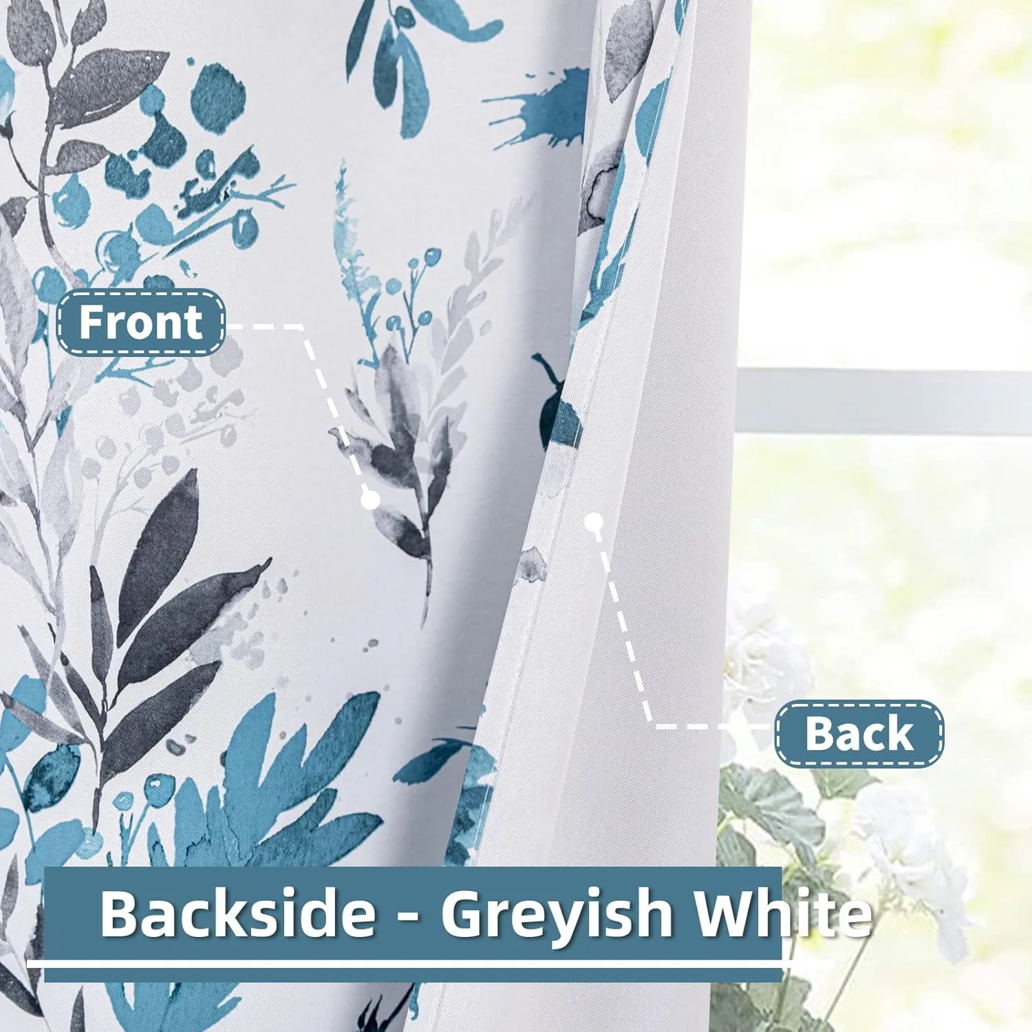 MYSKY HOME Living Room Curtains 84 inches Long Floral Blackout Curtains Room Darkening Thermal Insulated Panels Light Blocking Grommet Flower Drapes for Dining Room, 2 Panels, Turquoise