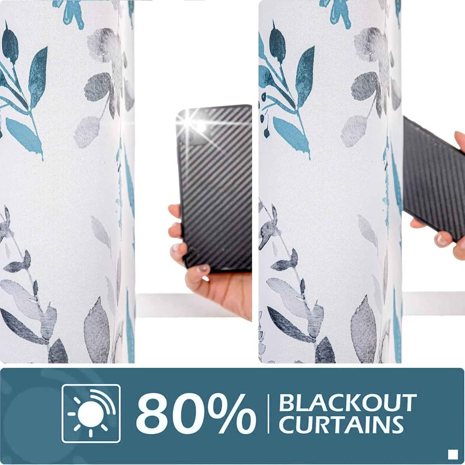 MYSKY HOME Living Room Curtains 84 inches Long Floral Blackout Curtains Room Darkening Thermal Insulated Panels Light Blocking Grommet Flower Drapes for Dining Room, 2 Panels, Turquoise