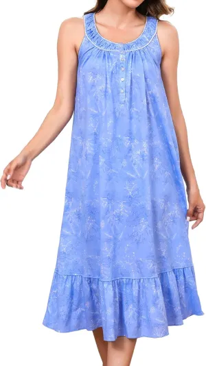 MZROCR Cotton Nightgowns for Women Soft Sleeveless Night Gown for Adult Women Ruffle Sleepwear