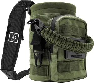NATURE PIONEOR 32 64 128oz Tactical Water Bottle Pouch, Multi-Function Tactical Water Bottle Bag with Adjustable Shoulder Strap, Half/One Gallon Molle Strap Carrier Holder