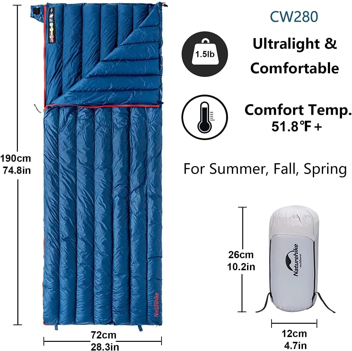 Naturehike Down Sleeping Bag 650 Fill Power Lightweight Compact for Backpacking Camping Hiking Traveling with Compression Sack